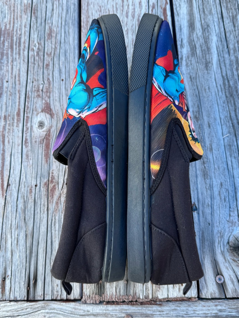 Men’s SZ 12 DC Comics Superman Slip On Shoes Loafers Black - Picture 3 of 7